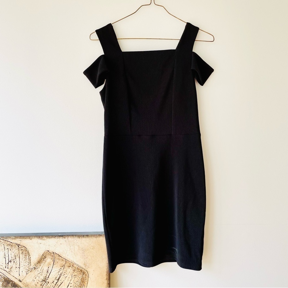 ASOS TALL Dress 10 NWT Cold Shoulder Black Fitted Ribbed LBD Party Cocktail